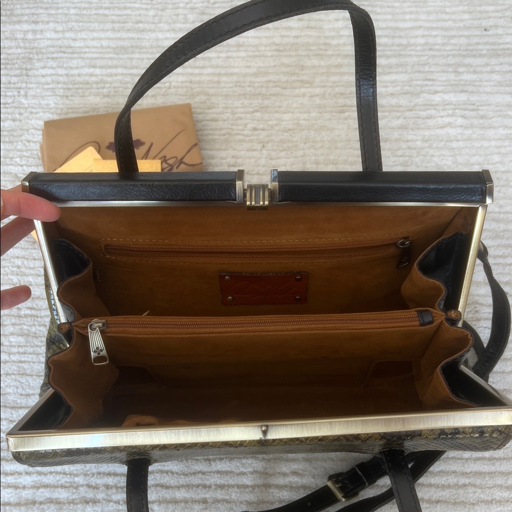 Patricia Nash Olive Snake Print Satchel - Picture 7 of 13